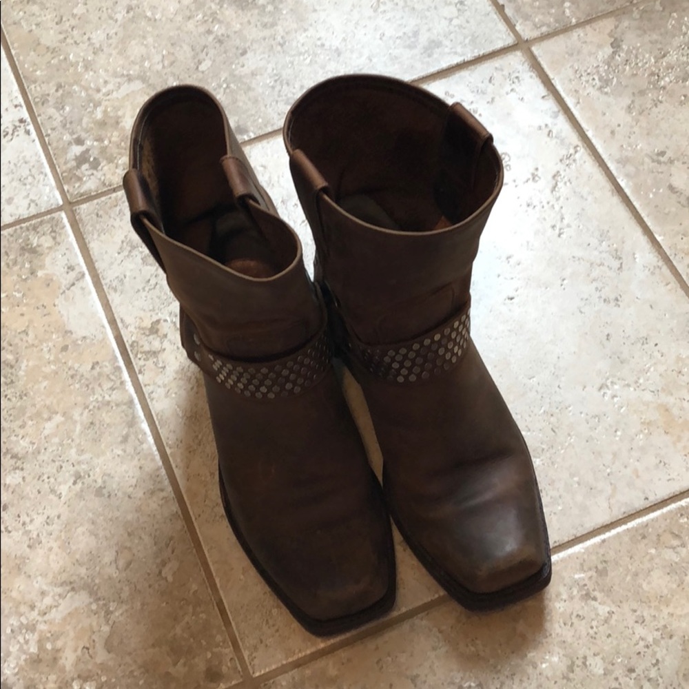 Distressed biker boots